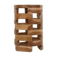 thumbnail image 3 of East at Main Maeve Handcrafted Teak Open Slat Solid Wood Round Rustic Drum Accent Table, Natural Brown, 3 of 7