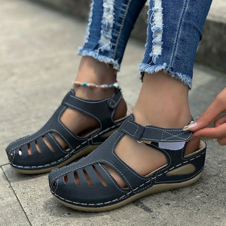 

Women s Retro Wedge Sandals Closed Toe Shoes Casual Slingback Sandals Women s Platform Sandals