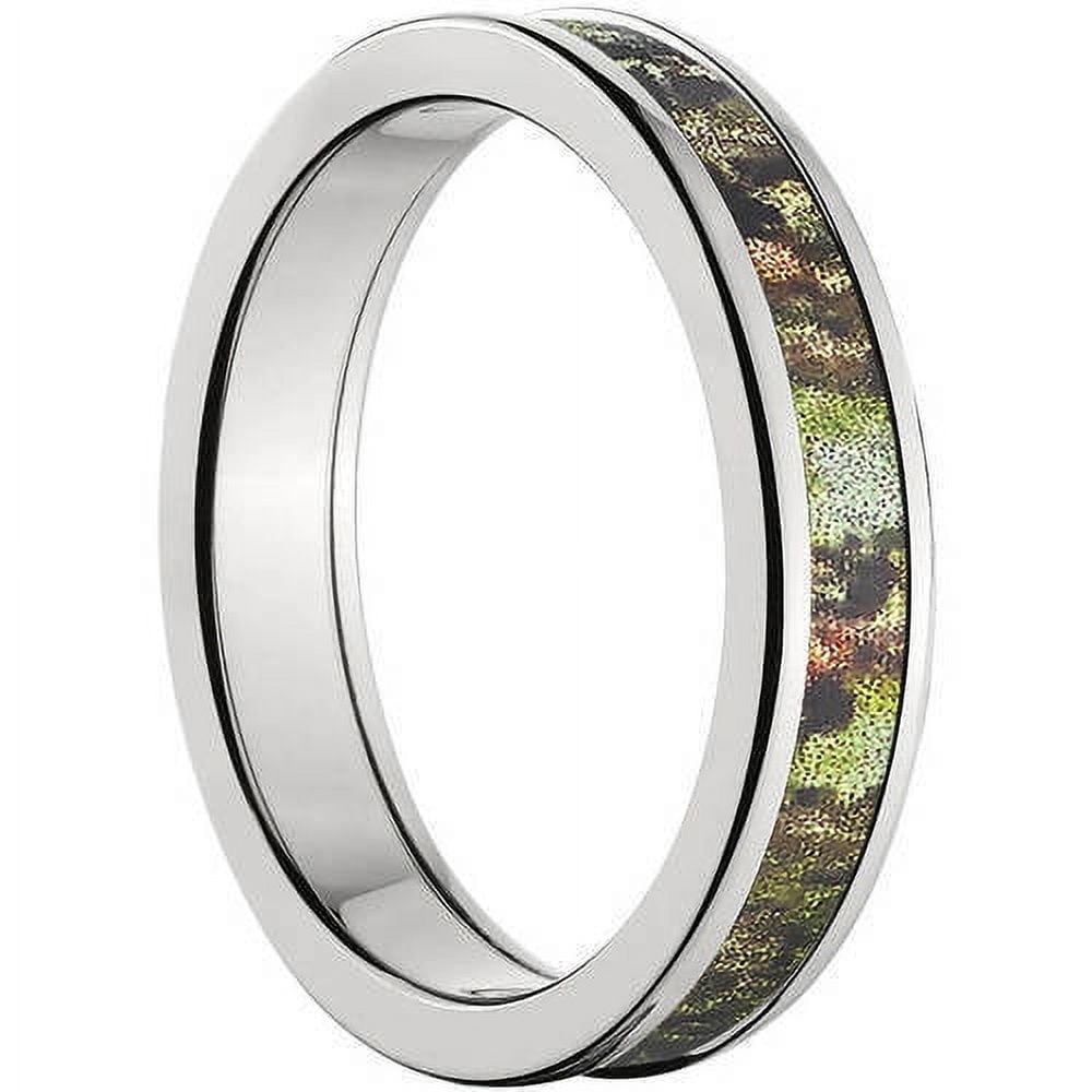 4mm Half-Round Titanium Ring with a Mossy Oak Obsession Camo Inlay
