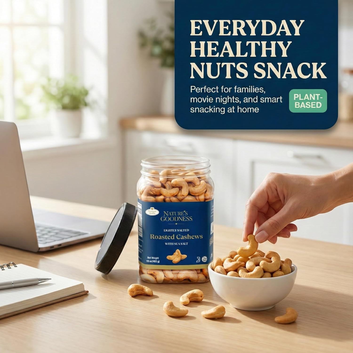 Cashews Lightly Salted, Roasted Nuts - 30 oz - Healthy Snack with Crunchy Rich Flavor & High Protein - Family Size