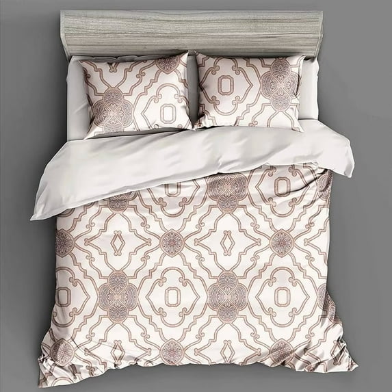 Comforter sets 3-pieces Queen size Maze pattern,Camel color