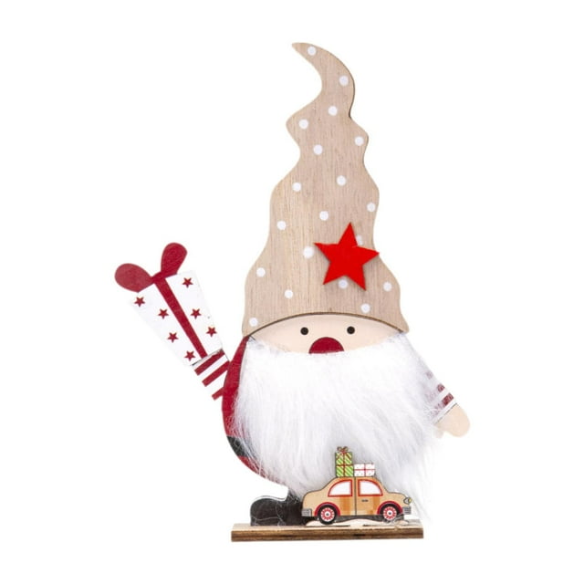 Adorno de Gnomo de madera de Navidad Macarena estatua de Papá Noel 13x4x18cm