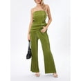 thumbnail image 5 of Womens Sexy 2 Piece Pants Set Strapless Off Shoulder Tube Tops Pleated Wide Leg Pants Y2k Suits Summer Outfits, 5 of 10