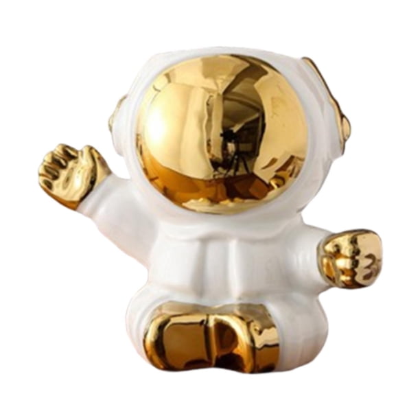 Escultura de astronauta de cerámica, adorno de mesa, artesanía coleccionable multifuncional 11x15cm