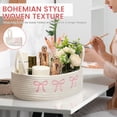 thumbnail image 5 of Austok White/Pink Bow Woven Storage Basket with Handle Boho Bowknot Cotton Rope Woven Bathroom Vanity Organizer Bin Toilet Paper Storage Basket Baby Essential Organizer Bathroom Decor, 5 of 9