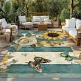 thumbnail image 3 of Fsddascl White Roses Outdoor Rug for Patio/Deck/Porch, Non-Slip Large Area Rug 6 x 9 Ft, Sunflower Spring Floral Retro Blue Striped Indoor Outdoor Rugs Washable Area Rugs, Camping Rug Carpet, 3 of 5