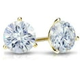 thumbnail image 2 of 14k Yellow Gold Round Moissanite Stud Earrings (1 1/2ct TGW, 6mm, H-I) 3-Prong Martini, Push-Back by Diamond Wish, 2 of 3