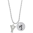 thumbnail image 1 of Delight Jewelry Silvertone Crystal Initial - Y - Silvertone Script Initial Disc - F - Charm Necklace, 20"+3", 1 of 4