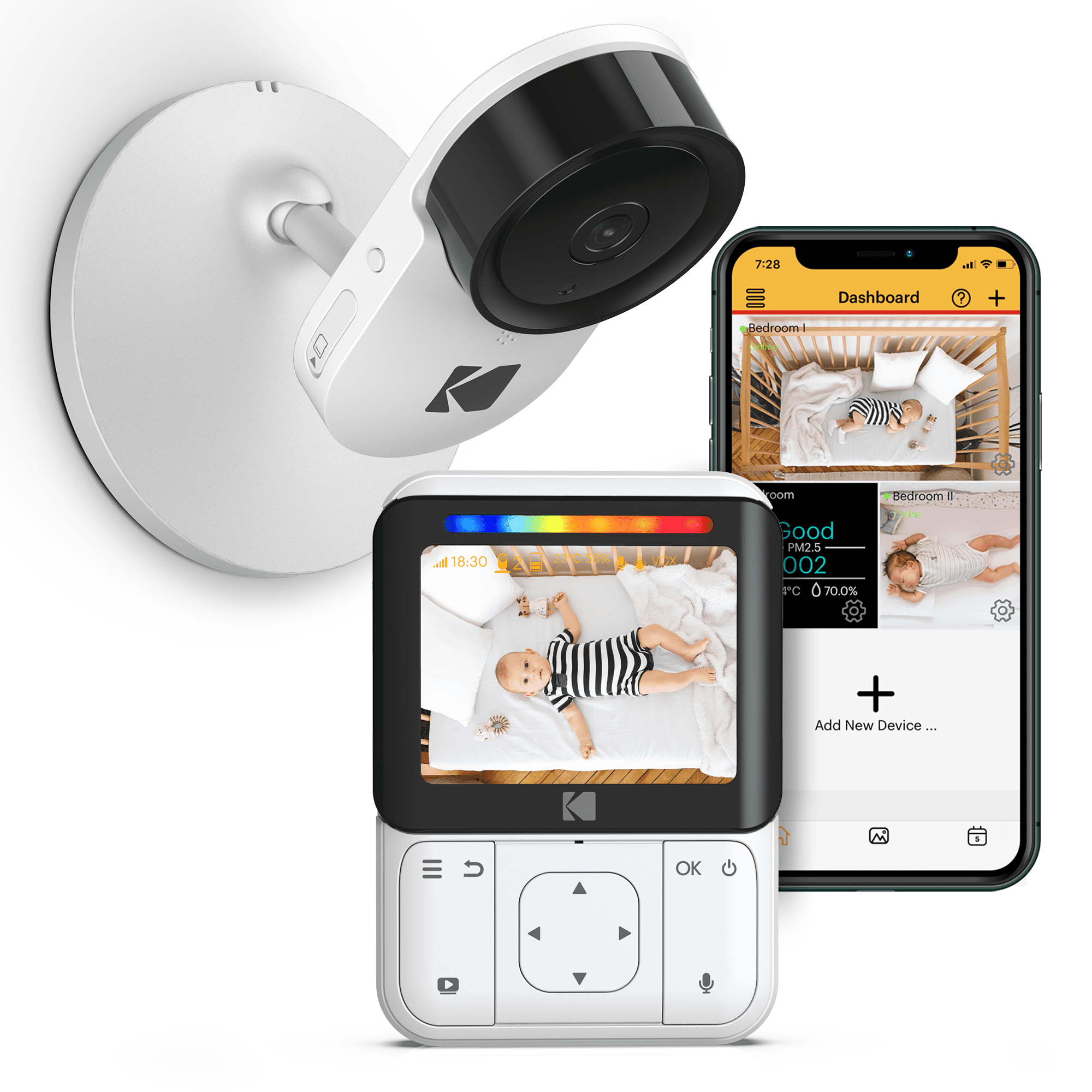 KODAK Cherish C220 Video Baby Monitor — 2.8" HD Screen, Hires Camera