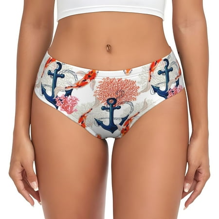 Womens Underwear - Koi Fish And Corals No Show Seamless Underwear for Women  Soft Stretch Womens Panties  Hipster Ladies Panties Bikini Underwear Briefs
