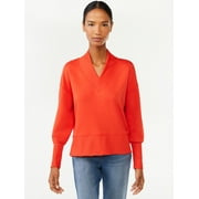 Scoop Women's and Women's Plus Ultimate Scubaknit V Neck Sweatshirt, Sizes XS-4X