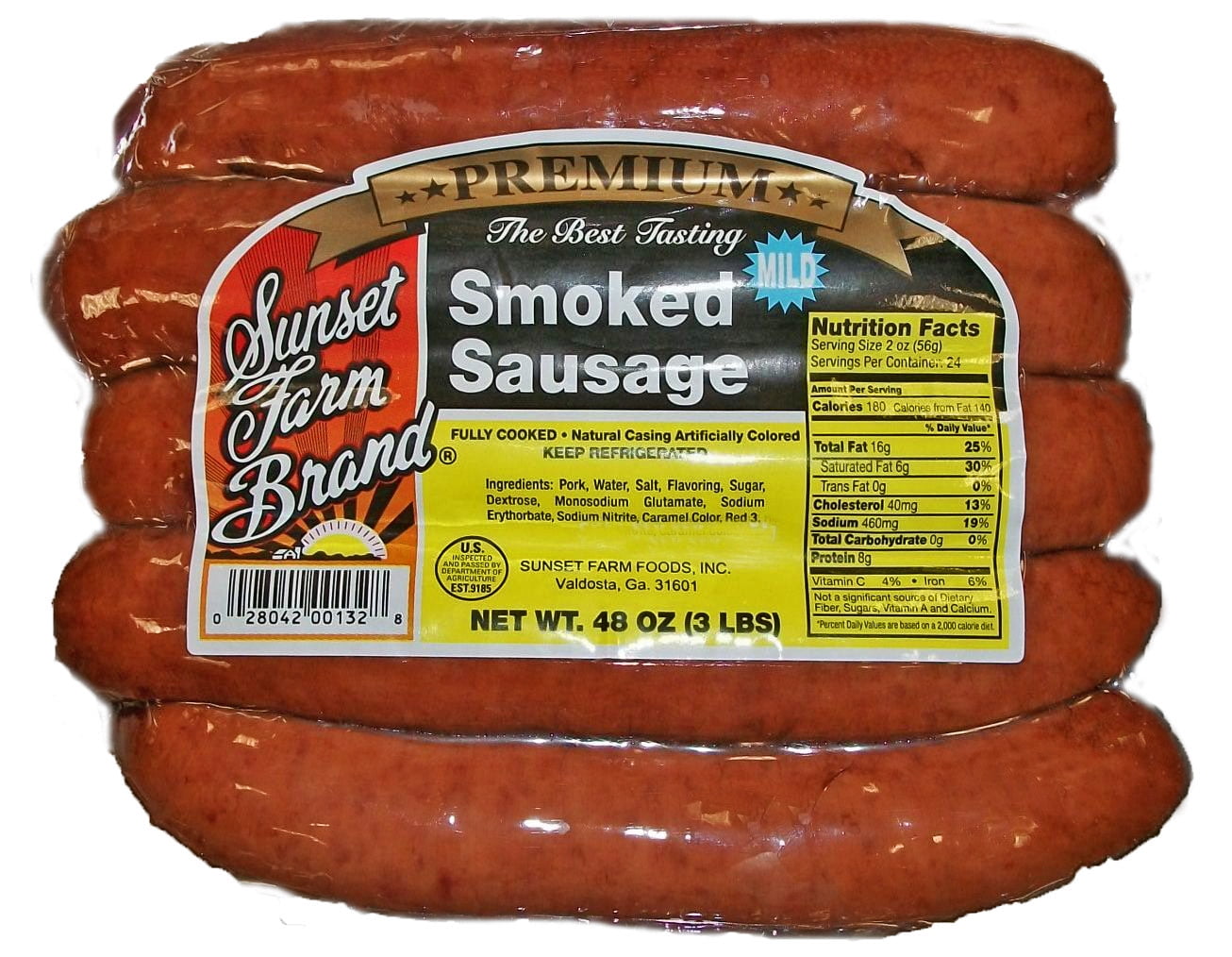 Sunset Farm Foods Brand Mild Smoked Sausage Family Pack, 48 oz