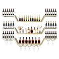 thumbnail image 6 of golytefs 47inch Modern Led Wine Rack Wall Mounted Hanging Large Liquor Shelf for Liquor Bottles with Led Light with Wine Glass Hooks 3-Tier for Home Bar Dining Room Cafe Decorative (Gold 120*20cm), 6 of 8