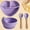 Purple - 4pcs, variant on 1 Set Of 4pcs Silicone Baby Feeding Set, Baby Self-weaning Set, Suction Bowl, Spoon, Bib, Cup, Enhancing Self-feeding Skills, Dishwasher Safe.