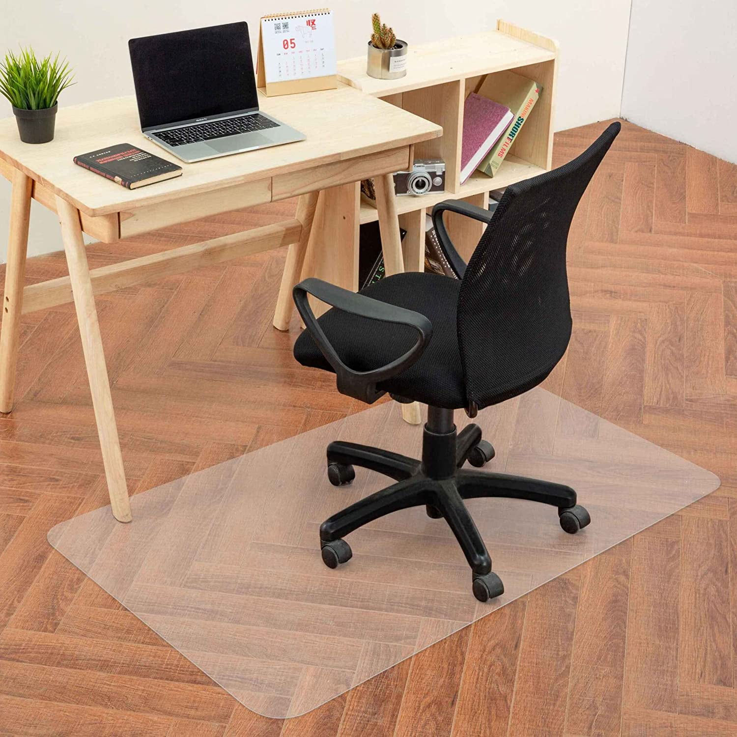 Naturei Office Chair Mat for Hard Floors, 44” x 58” Large Floor Protector  Mat, Easy Rolling Desk Chair Mats for Hardwood, Clear, Easy to Clean