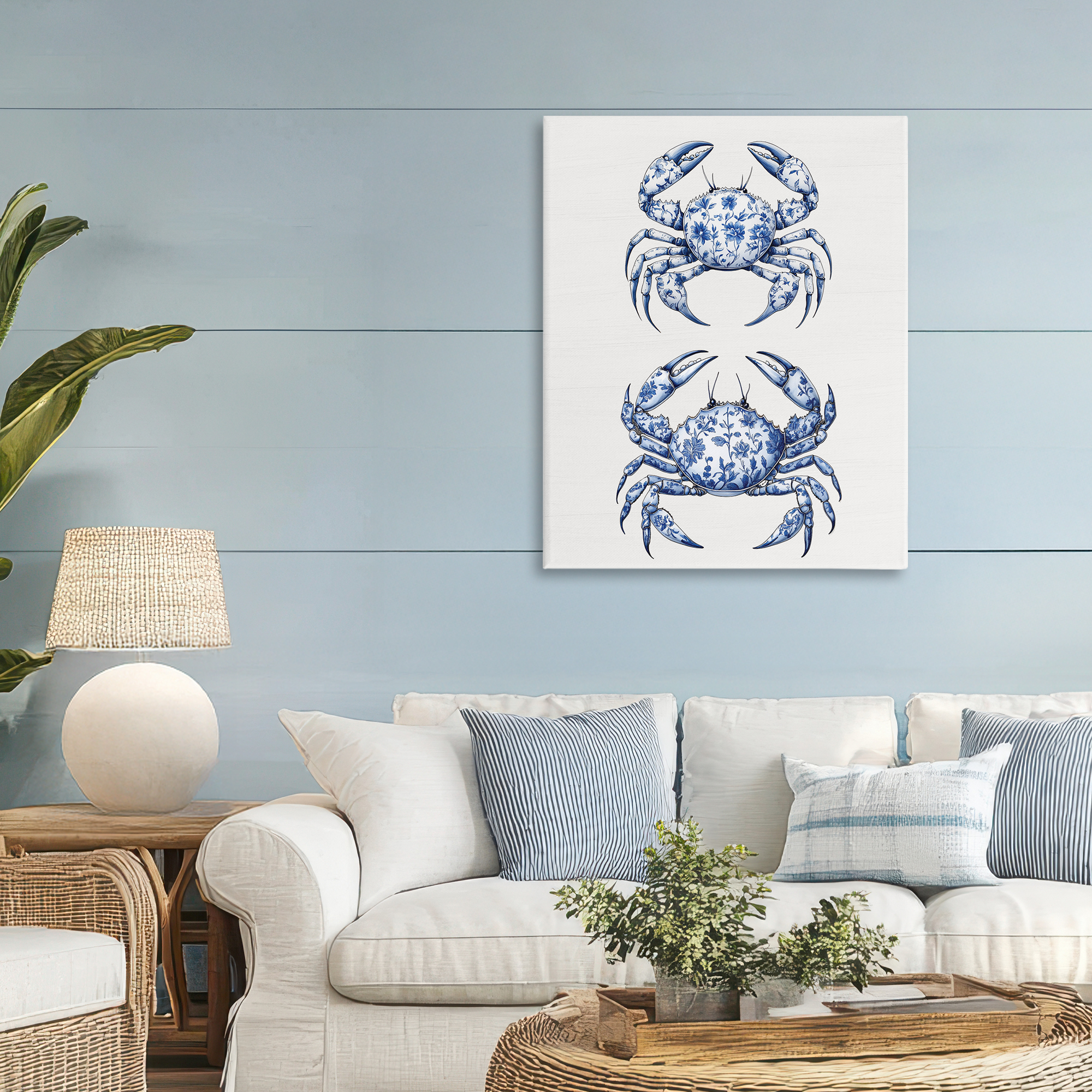 Vintage Toile Crabs Canvas Wall Art, design by Lettered and Lined