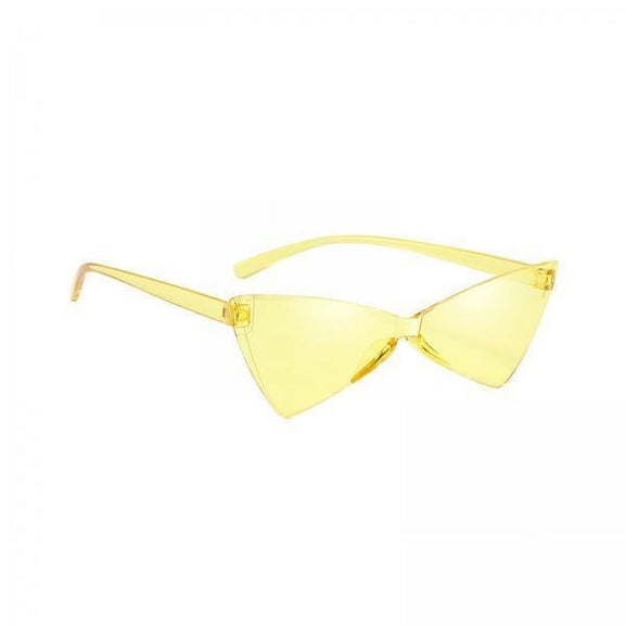 Segolike 5xCat Eye Sunglasses Summer Tinted Frameless Glasses UV400 Triangle Sunglasses Yellow