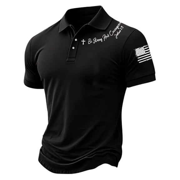 Men 250th Anniversary Polo Shirts Usa Flag Print Lapel Collar Short Sleeve V Neck T-Shirt Fourth Of July Patriotic Star Classic Fit Daily Wear Tshirts, M, #01 Black