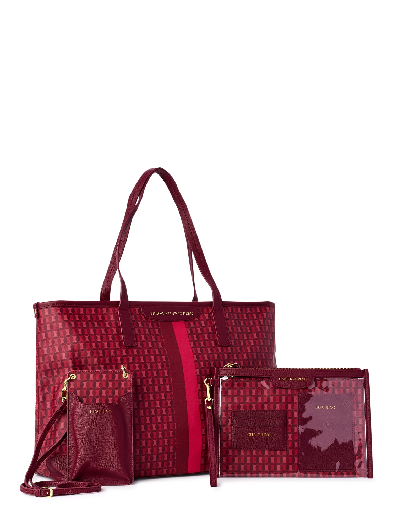 Time and Tru Women’s Tote, Organizer Pouch and Mobile Crossbody Handbag