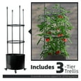 thumbnail image 6 of WORTH Metal Tomato Planter with Trellis - Raised Garden Bed with Wheels - 53''H Heavy Duty Round Pot - All Weather Use - Indoor Outdoor Garden Deck Patio Climbing Plant Flowers Vegetables Use - Black, 6 of 6