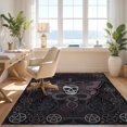 thumbnail image 3 of Design&I 9'x12' Washable Area Rug Snag-Free Skull Moth Whimsigoth Pentagram Border Moody Snake Gothic Round Playful for Dining Room, Basement, Large Office, 3 of 7
