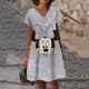 thumbnail image 3 of Vestido holgado con escote en V hasta la rodilla estilo vintage de Disney, Minnie y Mickey Mouse, elegante vestido de verano 2024 con estampado floral para mujer, 3 of 5