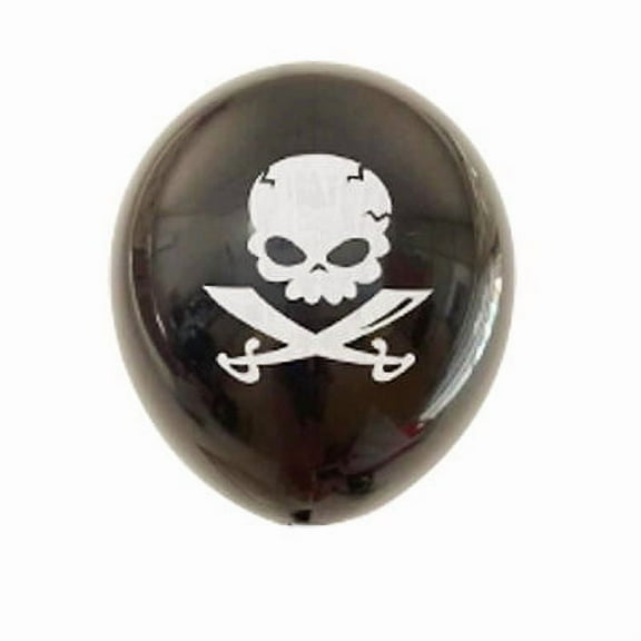 Balloons City Halloween Skull & Crossbones Latex Balloons, 12" Black 10-Pack Party Decor