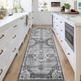 thumbnail image 3 of Garvee 2'x6' Runner Rug Vintage Area Rug, Machine Washable Rugs Indoor Boho Rug Non Slip Soft Carpet for Hallway Living Room Entryway Bedroom, Gray, 3 of 9