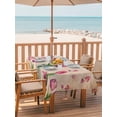 thumbnail image 2 of Outdoor Tablecloth with Umbrella Hole for Patio/Picnic/Party/Camping, Pink Tulips Waterproof Table Cloth Rectangle Table Cover Washable, Rustic Floral Flowers Petals Brown (52"x 70"), 2 of 9