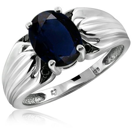 JewelersClub 1.95 Carat T.G.W. Sapphire Gemstone and 1/20 Carat T.W. Black Diamond Ring