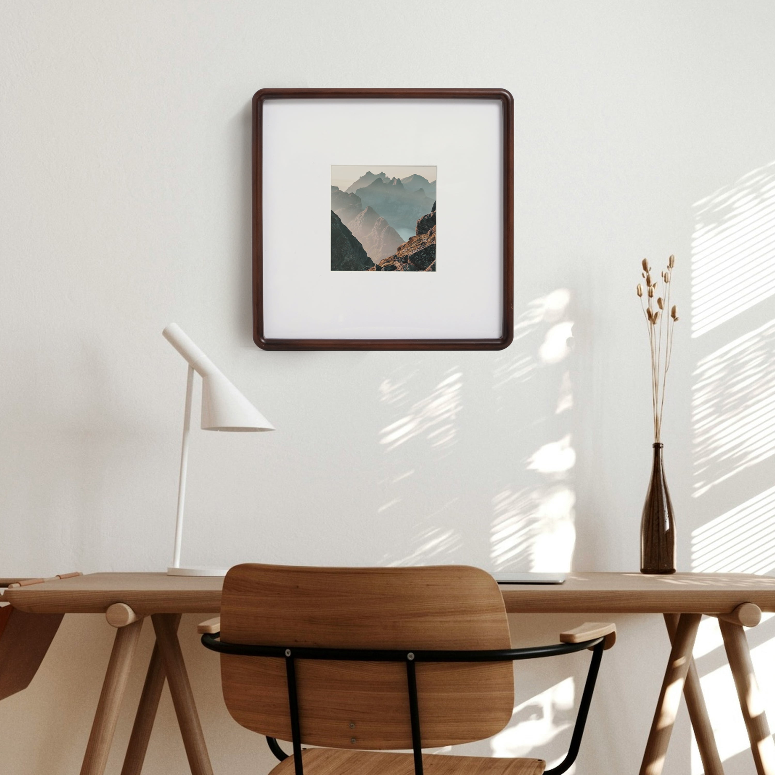 Mainstays – 5x5 Picture Frame – Brown Plastic Rounded Corners Matted Gallery Wall Photo Frame