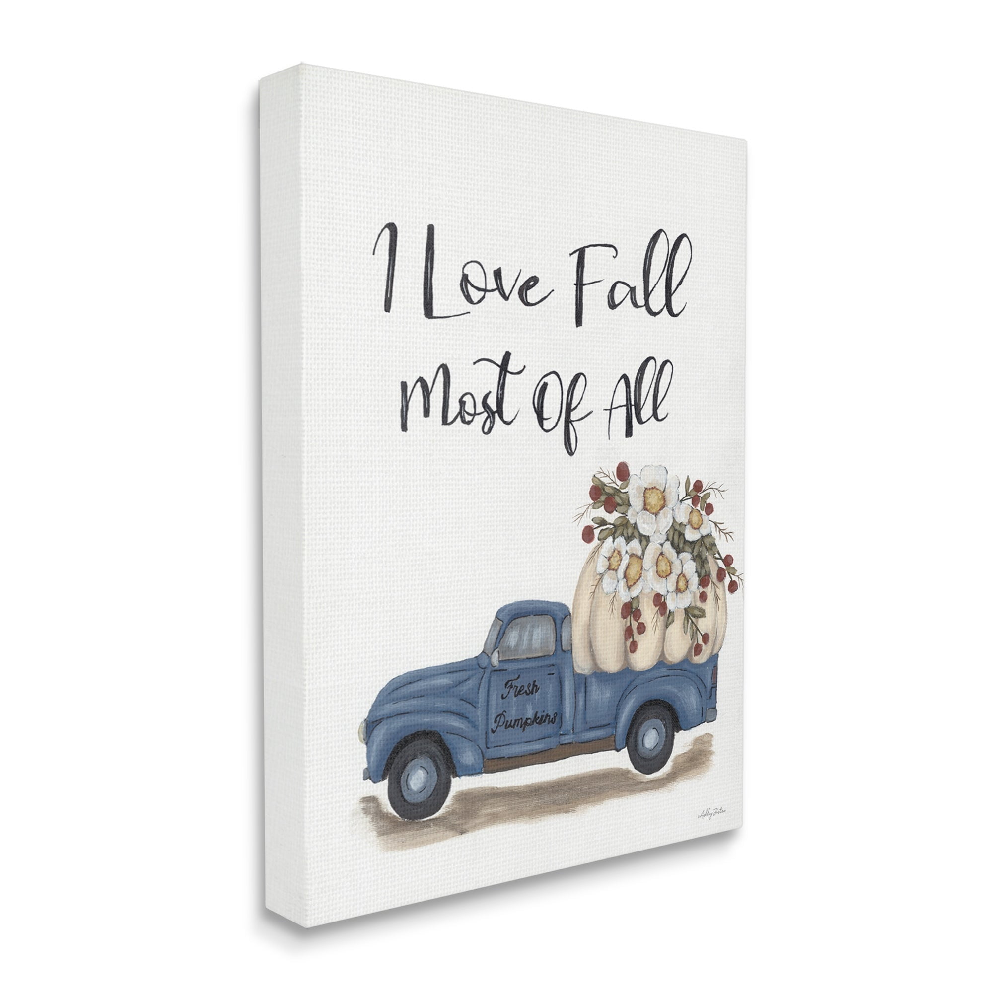 Stupell Industries Love Fall Most All Blue Truck Giant Pumpkin, 16 x 20,Design by Ashley Justice