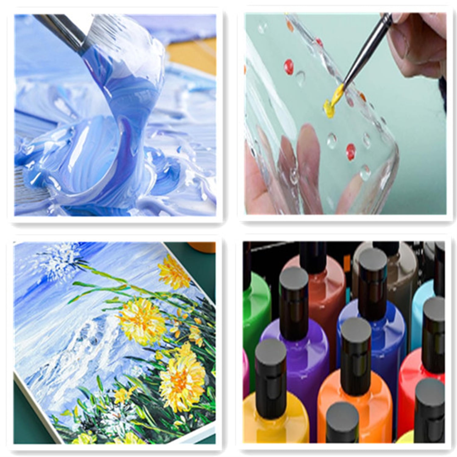 14 Colors Large Bulk Acrylic Paint Set (16.9 oz,500 ml) Rich Art Painting Supplies, Non Toxic for Multi Surface Rock Canvas Wood Ceramic Leather Fabric Craft, for Kids Adult with Color Wheel