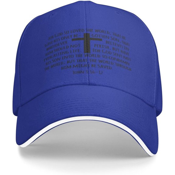 John 3:16 Christian Gifts Bible Verse Cross Faith Religious Gifts Snapback Hat Baseball Hats Trucker Hats Baseball Cap Blue