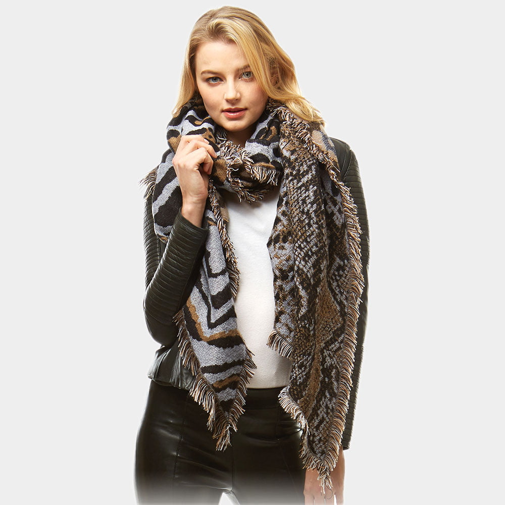 Women Warm Leopard Print Scarf Pashmina Soft Stole Lightweight Long Shawls Wraps