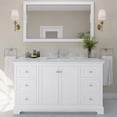 thumbnail image 2 of Wyndham Collection 60" Wood & Marble Single Bathroom Vanity in White, 2 of 6