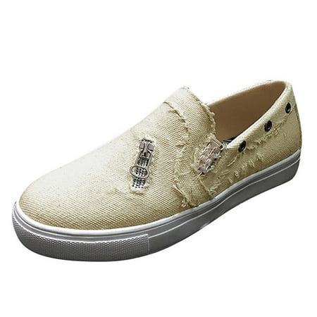

Canvas Leffer Shoes Zipper One Foot Flat Bottom Casual Shoes Women s Shoes