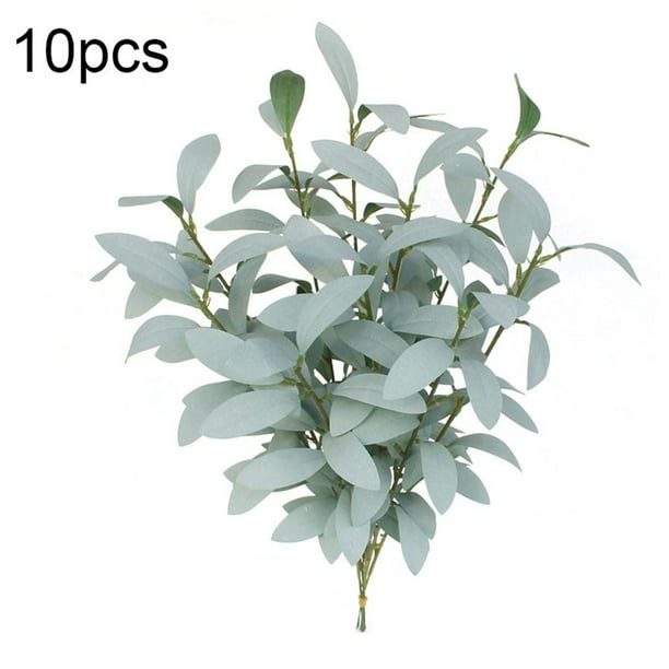 Plantas artificiales, ramas de hojas, simulación, vegetación, hogar, oficina, tela, planta falsa, gris blanco 10 Piezas kenally HA8513-02B