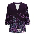thumbnail image 5 of Womens Plus Size Tops Casual 3/4 Sleeve Casual Printed V-Neck Blouse Fashionable And Comfortable Top Business Casual Outfits Blouses Clothes (Size:L-5XL), 5 of 5