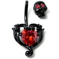 thumbnail image 4 of Body Candy Womens Steel Black Piercing Passion Heart Skull Mens Double Mount Belly Button Ring, 4 of 7