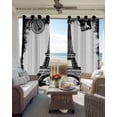 thumbnail image 2 of Vintage Paris Blackout Curtains for Bedroom/Living Room, Thermal Insulated Kitchen Curtains, Chic Shabby Retro Landscape Black White Grommet Darkening Window Treatment Drapes 42"x63"x2, 2 of 8