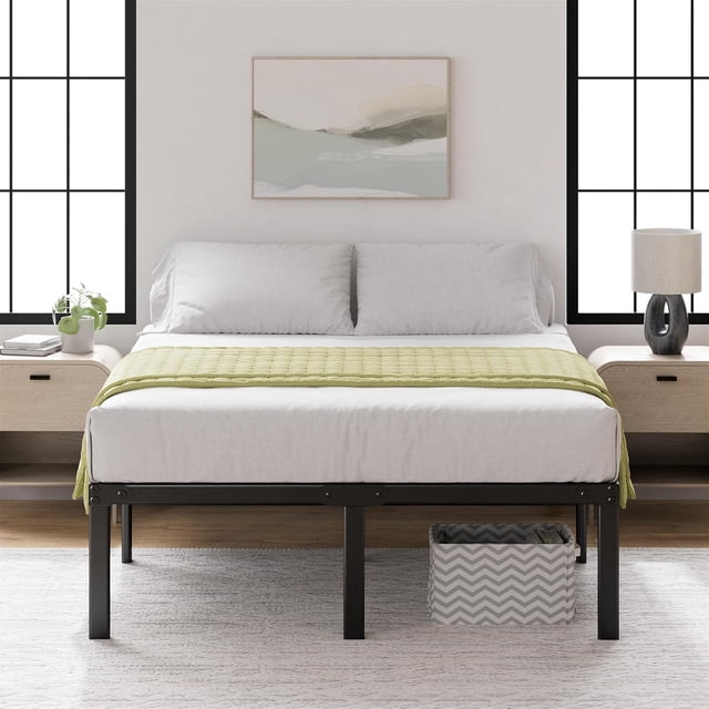 ZINUS Yelena 18 Inch Queen Metal Platform Bed Frame, Steel Slat Support, No Box Spring Needed, Eco Friendly WonderBox(TM) Packaging, Easy Assembly, Black