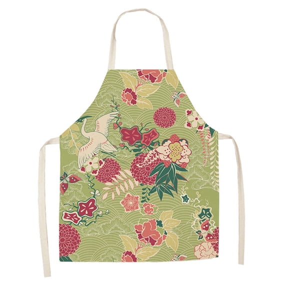 Sleeveless Festive Cats Printed Apron For Cooking Baking And Kitchen Crafts Adjustable And Absorbent (Green)