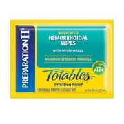 Preparation H Totables, Hemorrhoidal Wipes with Witch Hazel 10 ct Quantity of 6