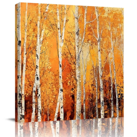 Wall Art Prints Fall Branch Tree Framed Canvas Prints for Bedroom Living Room Bathroom Office Autumn Yellow Forest Natural Vintage Gallery Wrap Wall Art Poster for Gifts Home Decor 20 x20