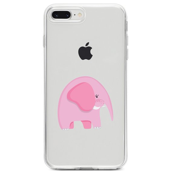 DistinctInk Clear Shockproof Hybrid Case for iPhone 7 PLUS / 8 PLUS (5.5" Screen) TPU Bumper Acrylic Back Tempered Glass Screen Protector - Cute Cartoon Elephant - Pink
