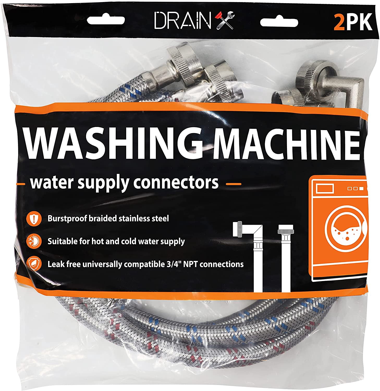 Chromex 6 FT PVC Hose, Red/Blue Flood Safe Washing Machine Hoses