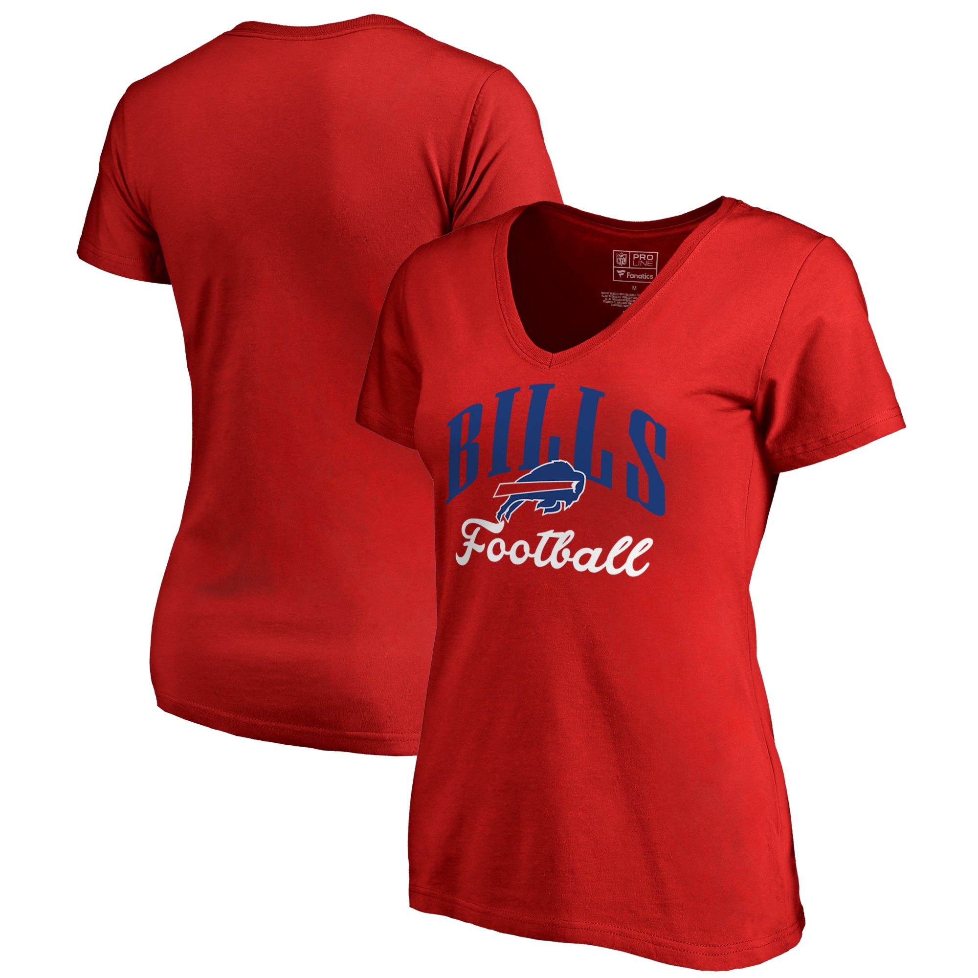 Buffalo Bills NFL Pro Line by Fanatics Branded Women's Victory Script V-Neck T-Shirt -Red 
