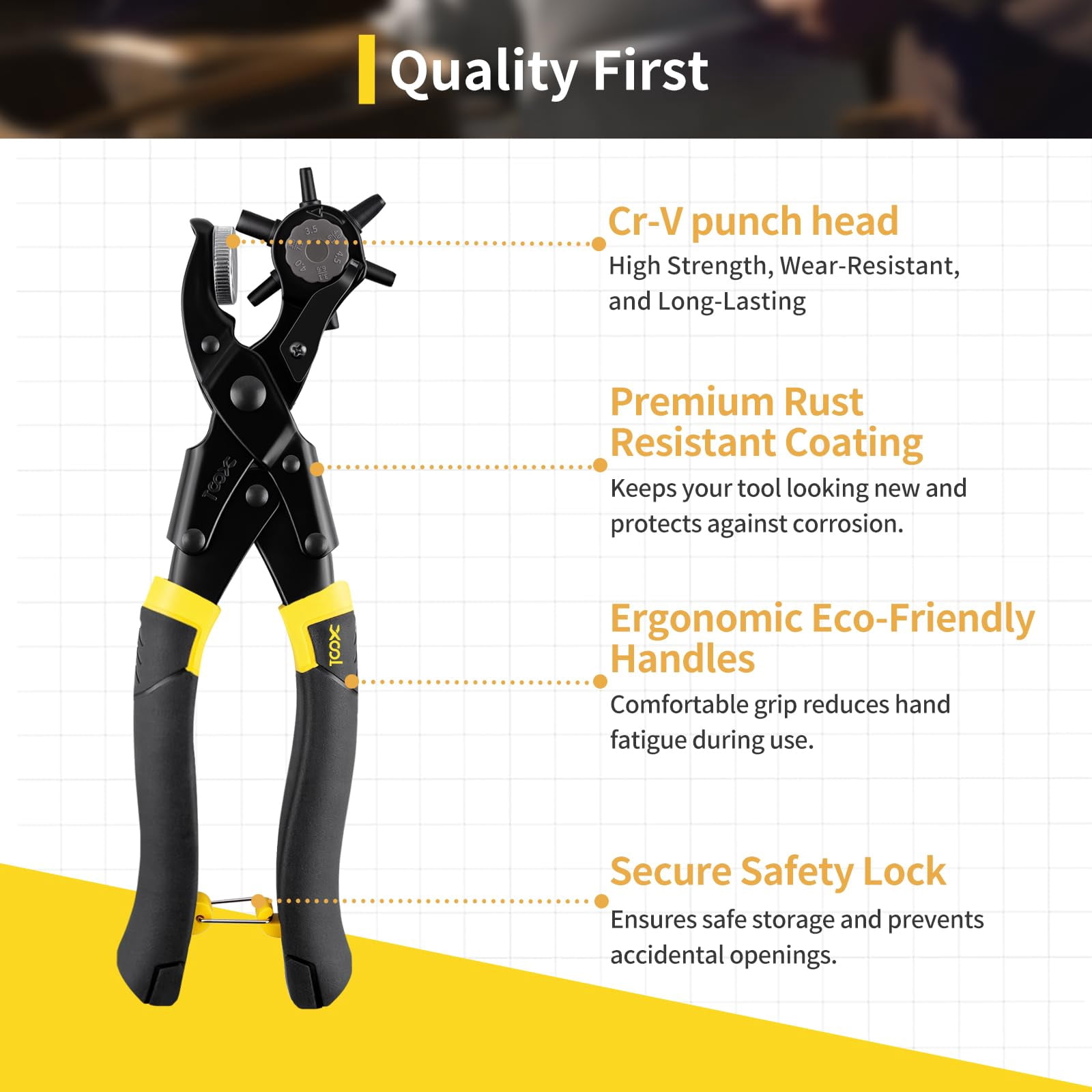 Round & Oval Leather Hole Punch Set  Upgraded Long Handle Revolving Plier Kit For Belts Watch Bands Straps Dog Collars Saddles Shoes Fabric Diy Home Craft Project