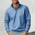 thumbnail image 2 of VNKIDY Men's Sweatshirt Autumn Winter Casual Solid Color Quarter Zip Pullover Stand Collar Long Sleeve Loose Fit Warm Sweatshirt For Daily Wear Trendy Tops, 2 of 6